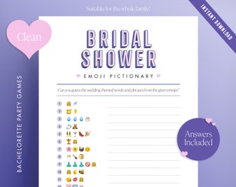 Clean Bachelorette, Bridal Shower Emoji Pictionary Game, Bridal Shower Emoji Game! Guess the Words and phrases from the emojis! Download