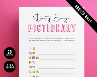 Dirty Emoji Game, Emoji Pictionary, Printable Bridal Games, Bachelorette Party Game, Bachelorette Game Idea, Hen Party Games, Printable