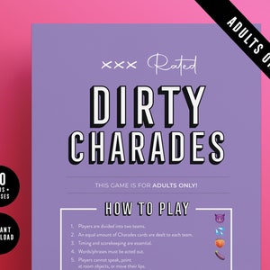 Adults Only Dirty Charades, Bachelorette Party Charades, Printable, Party Game, Bachelorette Game Idea, Hen Party, instant download