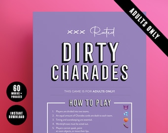 Adults Only Dirty Charades, Bachelorette Party Charades, Printable, Party Game, Bachelorette Game Idea, Hen Party, instant download