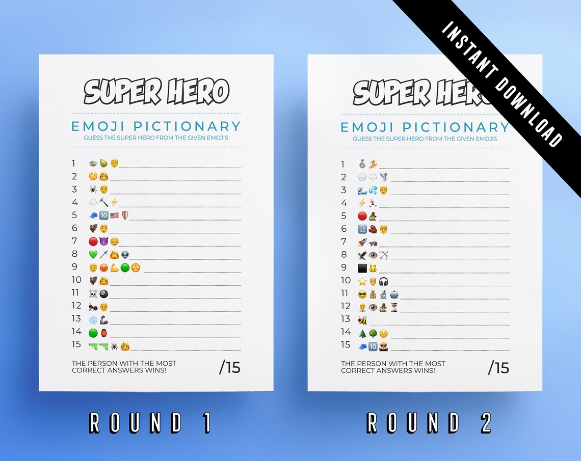 Super Hero Emoji Quiz Modern Design Printables Emoji Etsy Finland