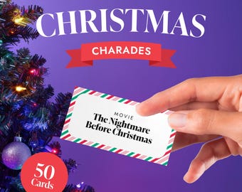 Christmas Charades Game - Printable Cards - Charades for Families, Friends, and Kids - Easy DIY Christmas Game - Act it - Instant Download