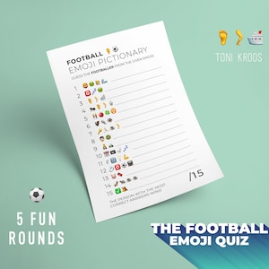 Fußball Emoji Quiz | Modernes Design | Printables | Emoji Pictionary | 5 lustige Runden | Sofort Download | Quiz Spaß | Perfekt für Geburtstage