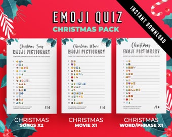 Christmas Emoji Quiz Bundle | Printables | Emoji Pictionary | Xmas Party fun | Christmas Movies | Christmas Songs | Four Pack