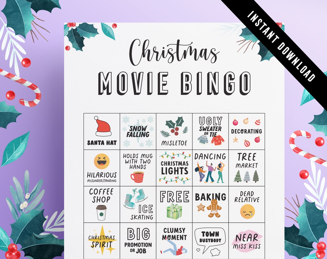 Christmas Movie Bingo Christmas Activity Printables Set - Etsy UK