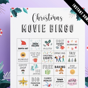 Christmas Movie Bingo | Christmas Activity | Printables | Set of Eight | Xmas Party fun | Christmas Movie Fun | Instant Download