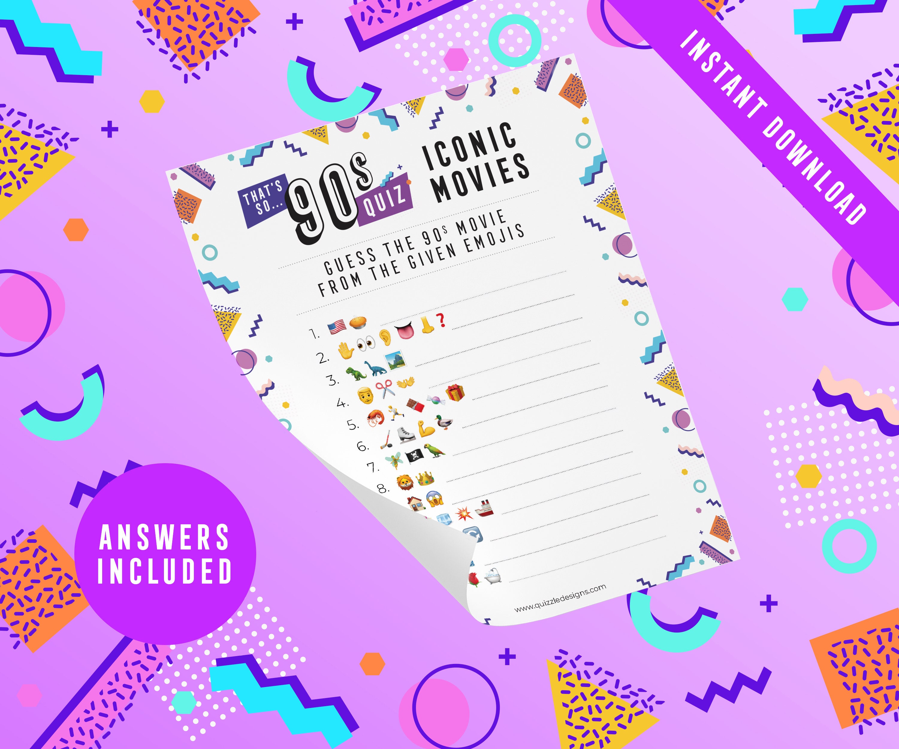 90 s movies emoji quiz nineties movies emoji pictionary etsy