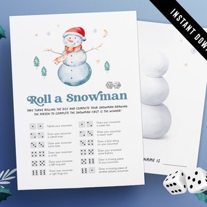 Christmas Roll a Snowman Dice Game | Xmas Roll a Snowman | Christmas Drawing Game | Family Christmas games | Christmas Fun | Xmas Download