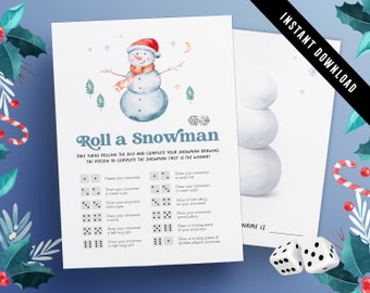 Christmas Roll a Snowman Dice Game | Xmas Roll a Snowman | Christmas Drawing Game | Family Christmas games | Christmas Fun | Xmas Download