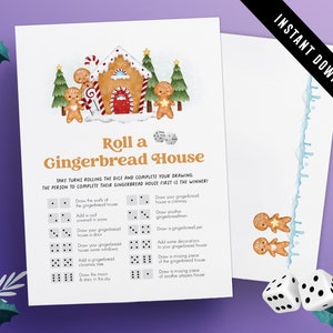 Christmas Roll a Gingerbread House Dice Game | Xmas Roll a Game | Christmas Drawing Game | Family Activity | Christmas Fun | Xmas Download