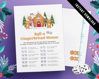 Christmas Roll a Gingerbread House Dice Game | Xmas Roll a Game | Christmas Drawing Game | Family Activity | Christmas Fun | Xmas Download