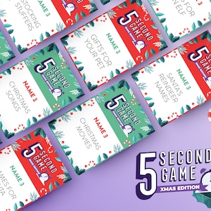 Natal Cinco Segundos Jogo | Jogo de festa de Natal | 54 cartas | Diversão de Natal | Diversão na festa de Natal | Nome Três | Download instantâneo da regra de 5 segundos