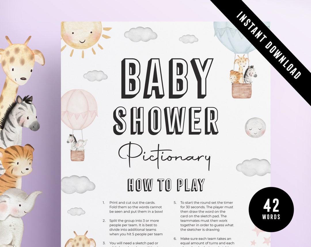 Baby Shower Pictionary Baby Shower Game Printable Baby Etsy