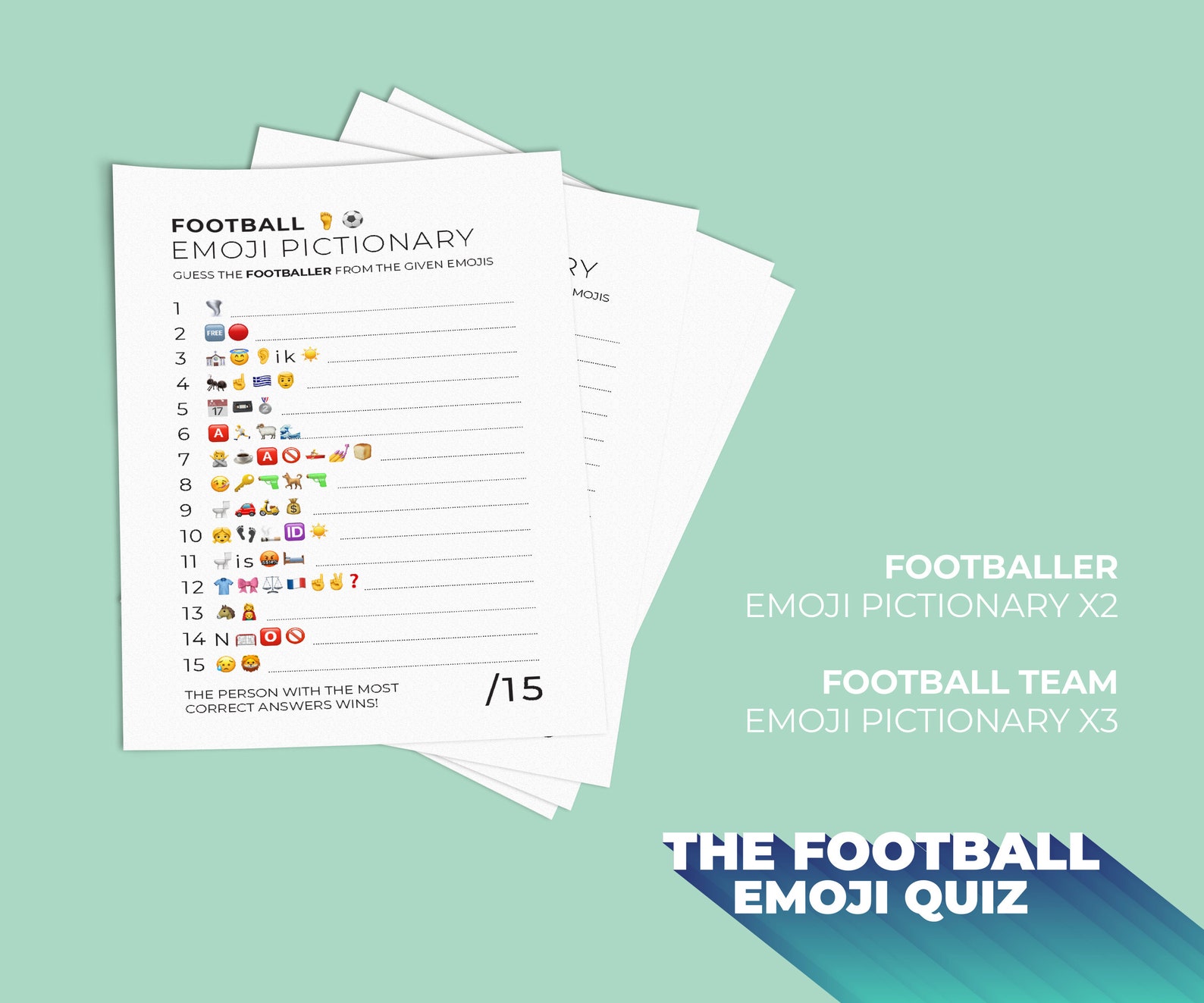 Football Emoji Quiz Modern Design Printables Emoji Pictionary 5 Fun