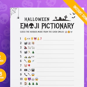 Halloween Horror Movie Emoji Quiz | Halloween Activity | Printables | Emoji Pictionary | 2 fun rounds | Horror Movies | Instant Download