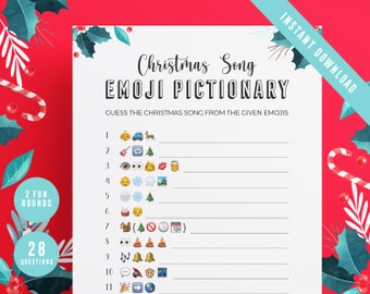 Christmas Song Emoji Quiz | Christmas Activity | Printables | Emoji Pictionary | Xmas Party fun | Christmas Songs | Instant Download