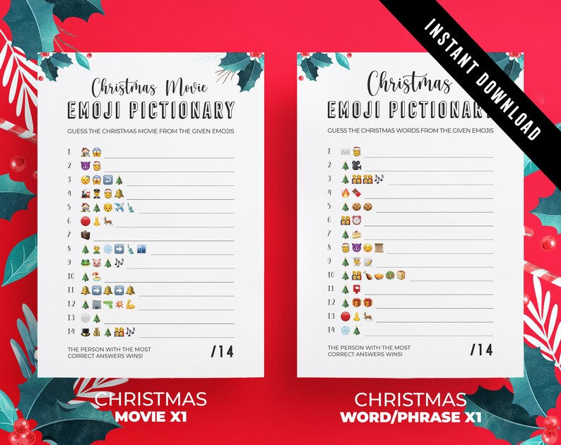 Christmas Emoji Quiz Bundle Printables Emoji Pictionary | Etsy Canada