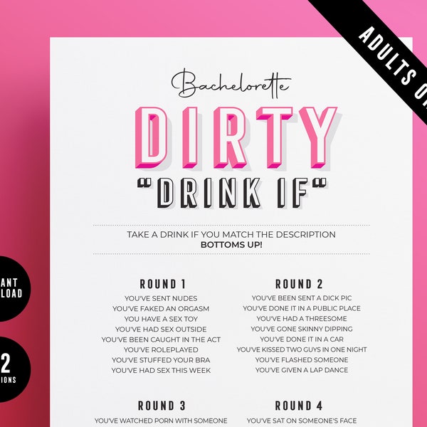 Bachelorette Drink If Game, Adults Only Bachelorette Party Games, Dirty Bachelorette Games Printable, Drinking Games, Instant Download