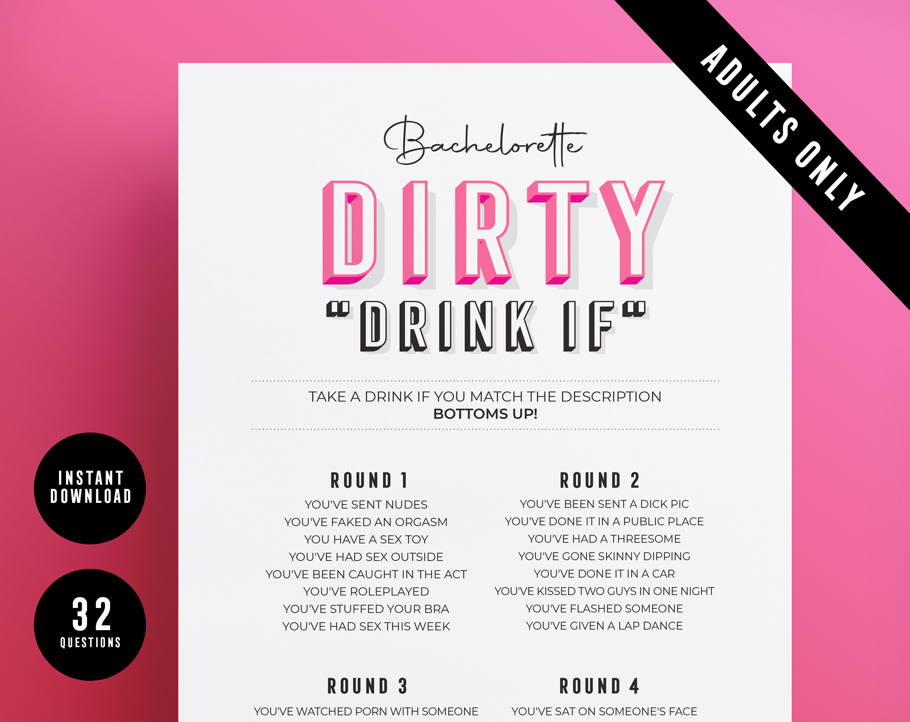 Do Or Drink Adult Game For Friends  Perfect for Parties & Bachelorette  Games – Quirky Hai