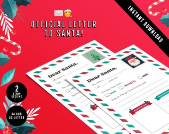 Letter to Santa | Christmas fun Activity | Printables | Official Letter to Santa Claus | Dear Santa | Christmas Design | Instant Download