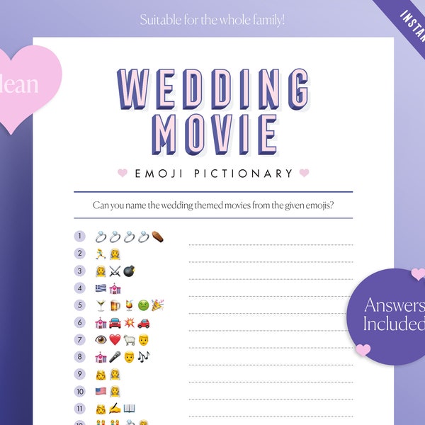 Addio al nubilato pulito, gioco di immagini con emoji per film di matrimonio, gioco emoji per addio al nubilato pulito! Indovina il film del matrimonio dagli emoji, Scarica