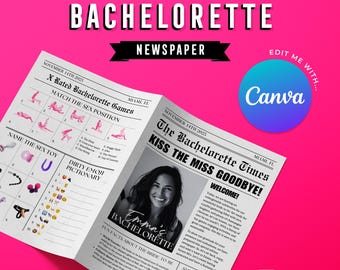 Editable Bachelorette Newspaper with Games | Instant Download | Dirty Bachelorette Games | Hen do Party | Girls night | Canva Template