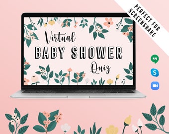 Cuestionario para baby shower / Cuestionario divertido en PowerPoint / Cuestionario virtual / Pictionary con emojis / Actividades para baby shower / Cuestionario por Zoom / Juegos modernos para baby shower