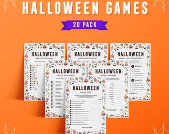 Halloween 20 Pack | Halloween Printable Games and Quizzes | Modern Designs | Fun Halloween Games and Activities | Instant Download