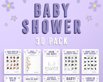 Paquete moderno de juegos para baby shower, Juegos de fiesta para baby shower, Actividades para baby shower, Paquete de juegos para baby shower, Imprimible, Descarga instantánea