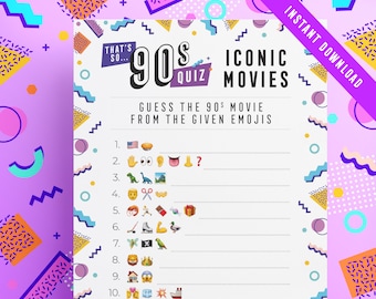 90 s movies emoji quiz nineties movies emoji pictionary etsy new zealand