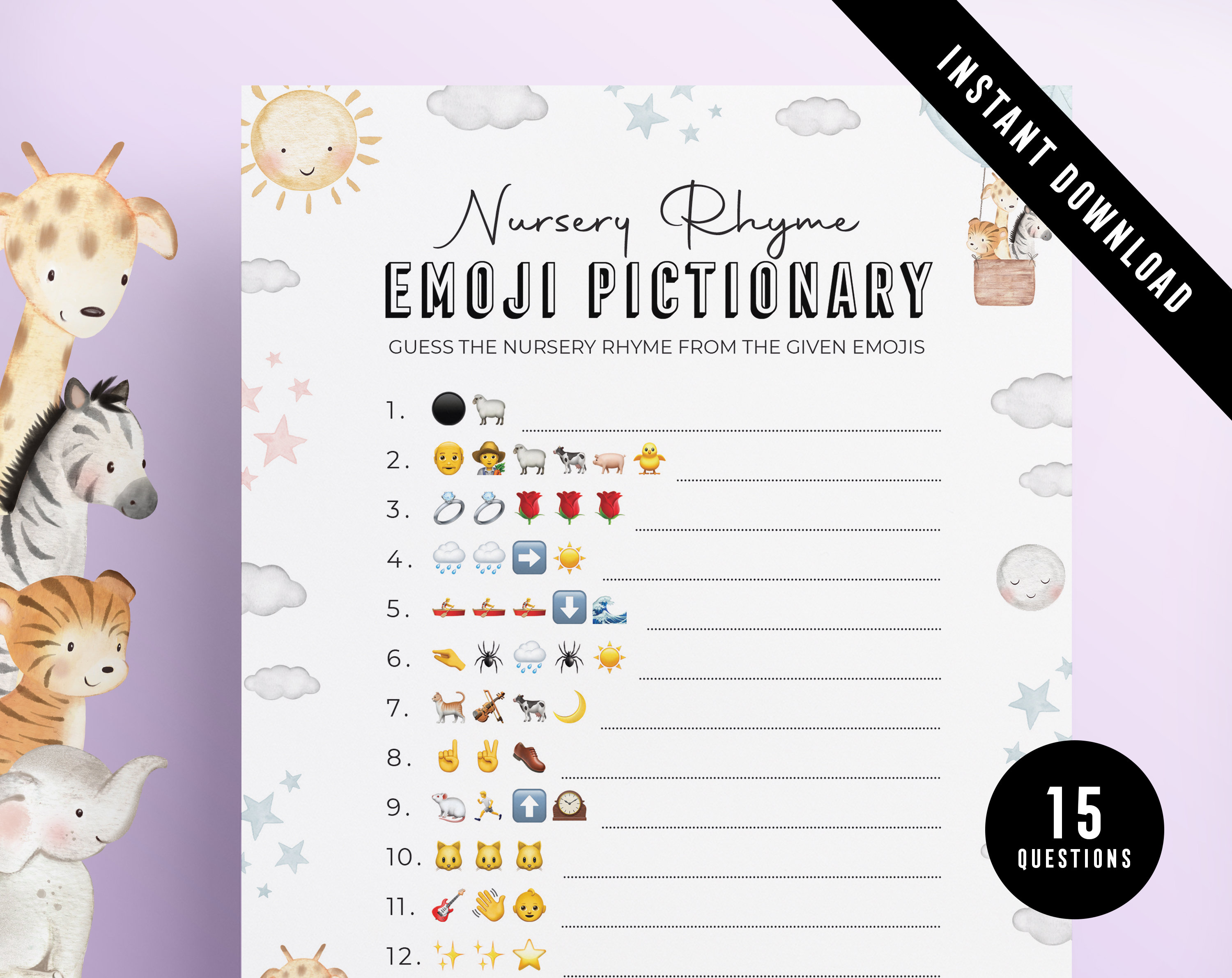 Baby Shower Emoji Pictionary Modern Design Printables Emoji Game ...