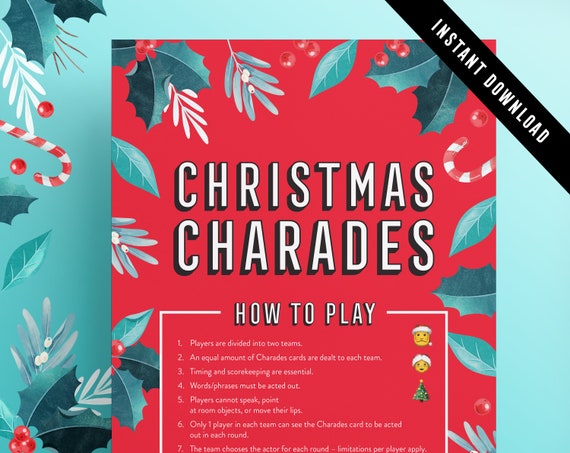 Christmas Charades Game | Christmas Activity | Printables | Christmas Fun | Xmas Party fun | Merry Christmas | Instant Download