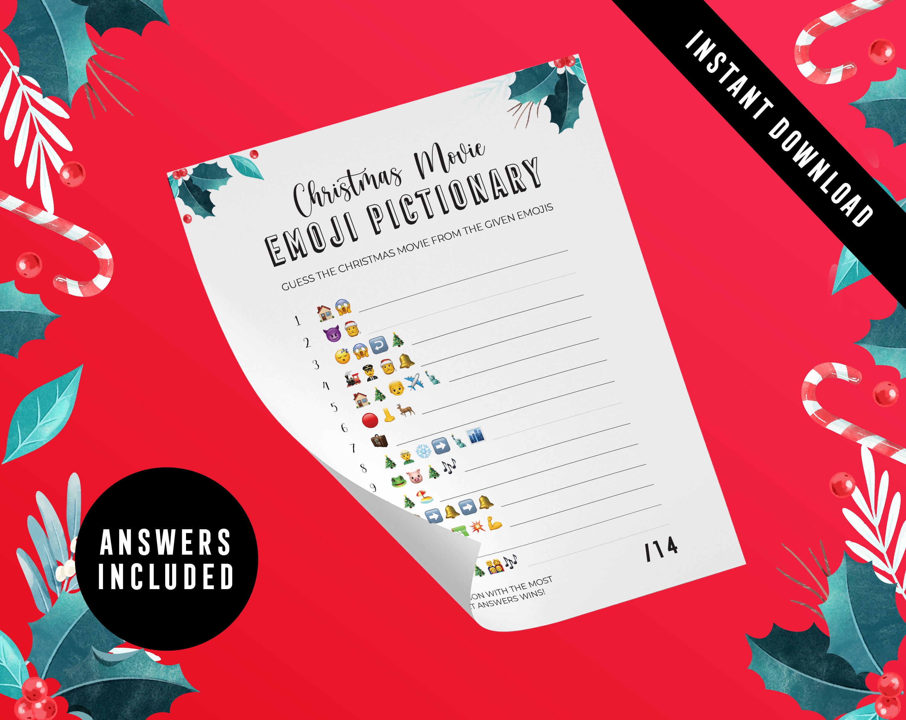 Christmas Emoji Quiz Bundle Printables Emoji Pictionary Etsy UK