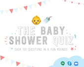 The Baby Shower Quiz | Powerpoint Quiz Fun | Virtual Quiz | Emoji Pictionary | Baby Shower Activities | Zoom Quiz | Modern Baby Shower Games