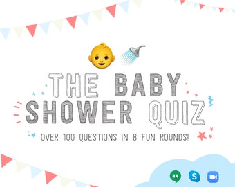 The Baby Shower Quiz | Powerpoint Quiz Fun | Virtual Quiz | Emoji Pictionary | Baby Shower Activities | Zoom Quiz | Modern Baby Shower Games