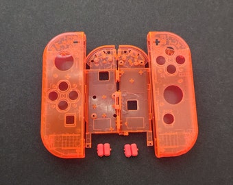 Clear Red Joycon Shells + Slider Buttons for Nintendo Switch Controller