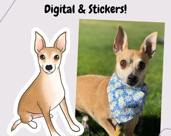 Custom Dog Sticker Portrait, Pet Portrait Sticker & Digital, Puppy Stickers, Dog Remembrance Gift, Cute Pet Illustration Artwork, Dog Mom