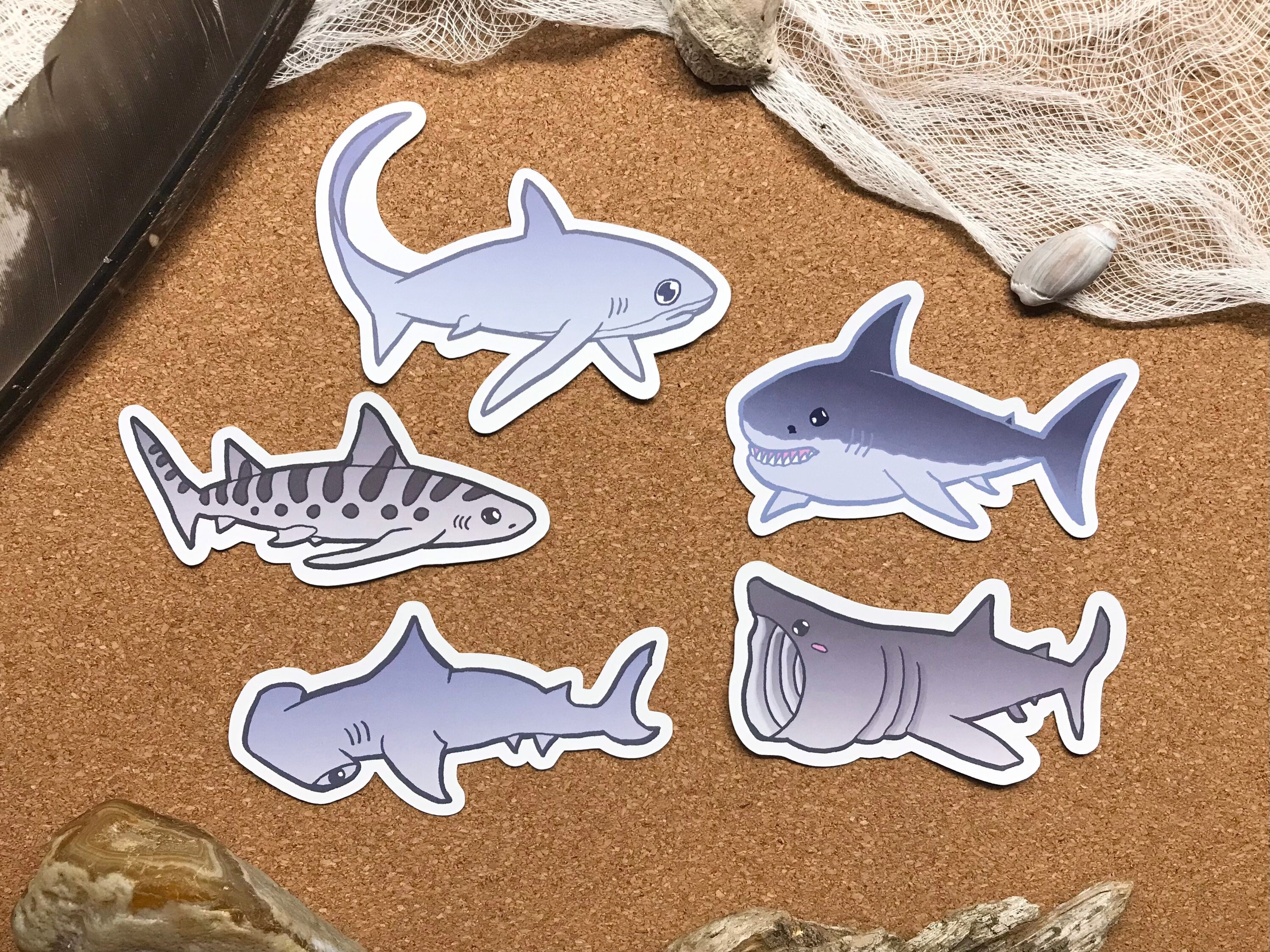 Glossy Laptop Waterbottle Sticker Shark 