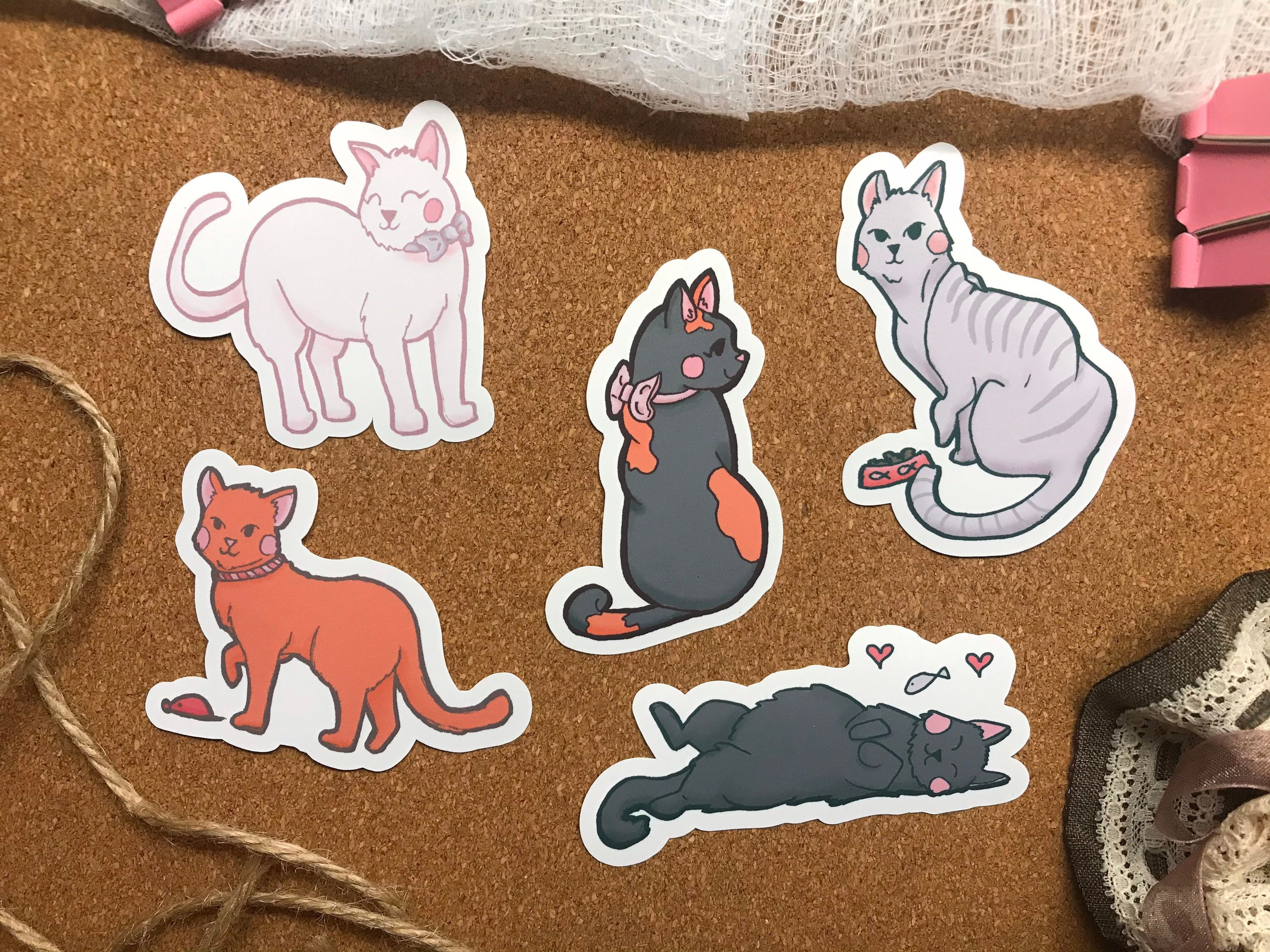 Cute Cat Sticker Pack / Aesthetic Kitty Stickers / Cat Lover | Etsy