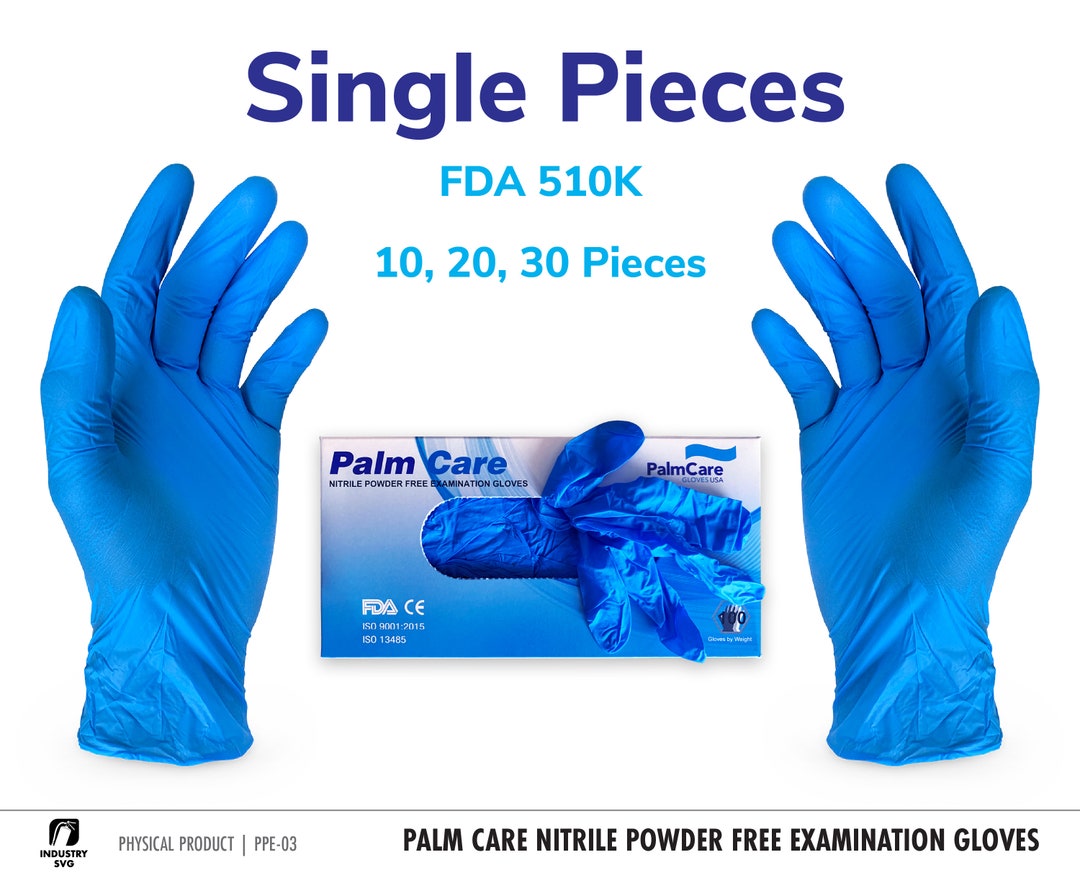 Palm Care Nitrile Gloves, Powder Free, Latex Free Disposable Exam Blue