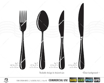 fork spoon knife svg, fork spoon knife clipart, dinner logo, cutlery svg, silverware svg, eating utensils cut files for cricut svg eps dxf