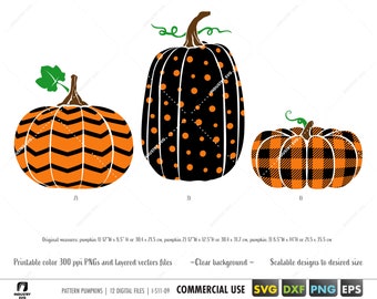Pumpkin svg, plaid pumpkin svg, polka dot pumpkin svg, chevron pumpkin svg, Halloween Thanksgiving svg farmhouse dxf eps pumpkin clipart png