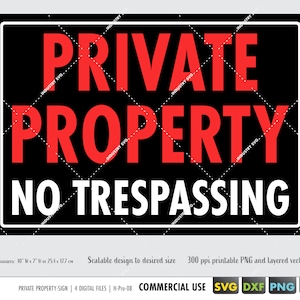 Propiedad privada No Intrusión señal svg, propiedad privada stencil svg, dxf, eps cricut silhouette, señal de advertencia svg, no intrusión png