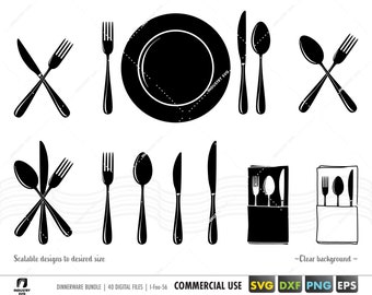 fork spoon knife bundle svg, spoon fork knife logo, spoon fork knife clipart png, cutlery svg, eating utensils cut file for cricut, dxf, eps