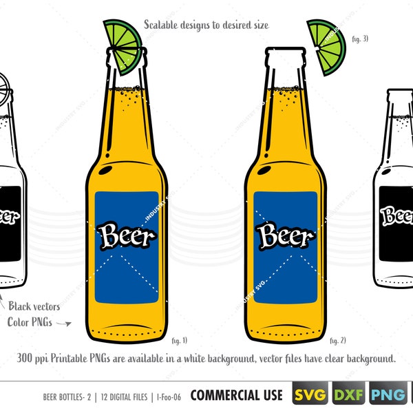 beer bottle svg, beer clipart, beer clip art, beer silhouette, corona svg, beer with lime svg, beer cut files for cricut svg png dxf eps