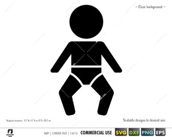 baby clip art, baby svg, baby png, baby silhouette, newborn clipart, newborn silhouette, baby with diaper svg, baby cut file for cricut