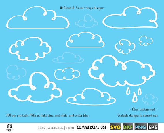Cloud Bundle Svg Printable Clouds Png Clouds Clipart Clouds | Etsy