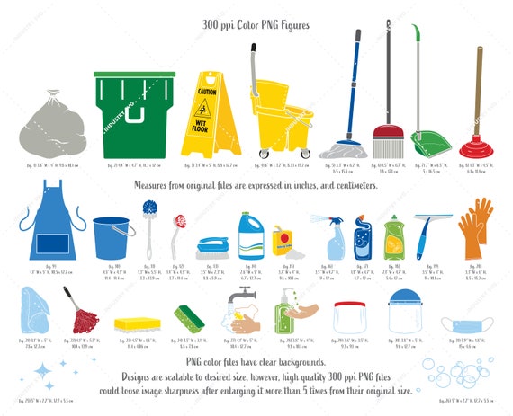House Cleaning Tools Drawing With Names