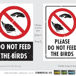 Non dare da mangiare al segno svg degli uccelli, non dare i piedi al segno degli animali, non dare da mangiare agli uccelli file di taglio per cricut svg dxf eps png, sagoma di uccello
