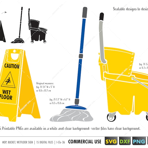 mop bucket svg for cricut, wet floor sign svg, mop bucket svg for Cricut, safety floor sign, caution wet floor svg, yellow mop bucket svg